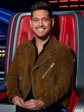 The Voice S28 Michael Buble Brown Suede Jacket