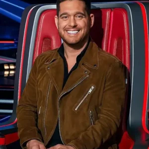 The Voice S28 Michael Buble Brown Suede Jacket