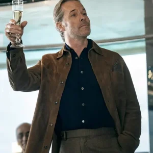 The Woman in Cabin 10 Guy Pearce Brown Suede Jacket