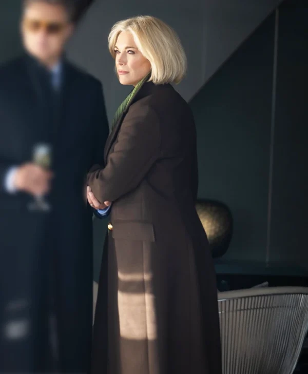 The Woman in Cabin 10 Hannah Waddingham Brown Coat