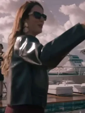 The Woman in Cabin 10 Kaya Scodelario Black Leather Jacket