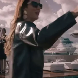 The Woman in Cabin 10 Kaya Scodelario Black Leather Jacket