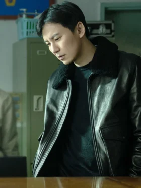Trigger S01 Kim Nam-gil Black Leather Jacket Side