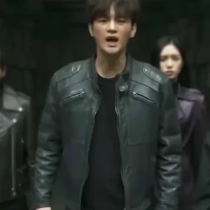 Twelve S01 Seo In-guk Black Leather Jacket Side