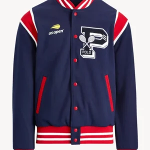 US Open Tennis Champion Blue Varsity Jacket Back