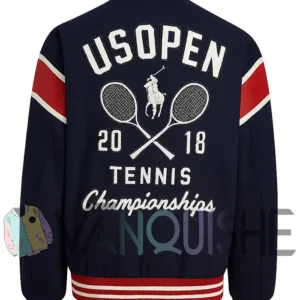 US Open Tennis Champion Blue Varsity Jacket back