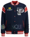 US Open Tennis Champion Blue Varsity Jacket front