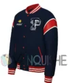 US Open Tennis Champion Blue Varsity Jacket left