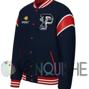 US Open Tennis Champion Blue Varsity Jacket left