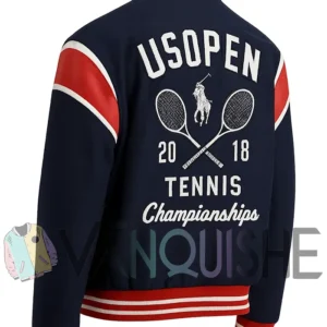 US Open Tennis Champion Blue Varsity Jacket left back