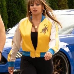 Wild Cards S02 Vanessa Morgan Embroidered Bomber Jacket Side