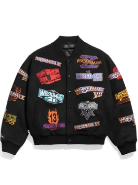 Wrestlemania 1 21 Black Varsity Jacket