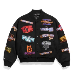 Wrestlemania 1 21 Black Varsity Jacket