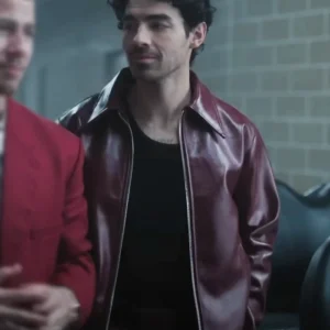 A Very Jonas Christmas Movie Joe Jonas Leather Jacket Side