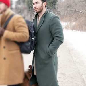 A Very Jonas Christmas Movie Kevin Jonas Green Coat Front