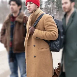 A Very Jonas Christmas Movie Nick Jonas Brown Wool Coat