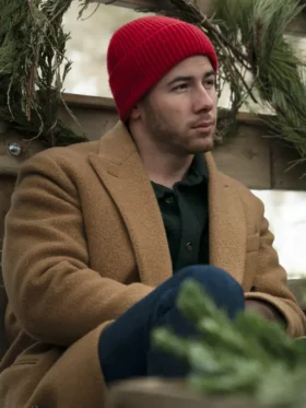 A Very Jonas Christmas Movie Nick Jonas Brown Coat
