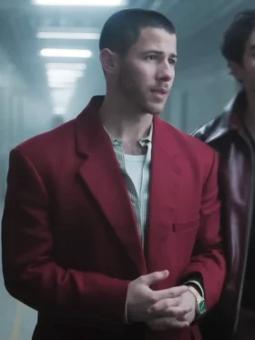 A Very Jonas Christmas Movie Nick Jonas Red Blazer Side
