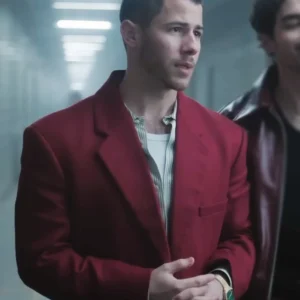 A Very Jonas Christmas Movie Nick Jonas Red Blazer Side