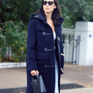 Alexa Chung East London Blue Wool Hooded Coat