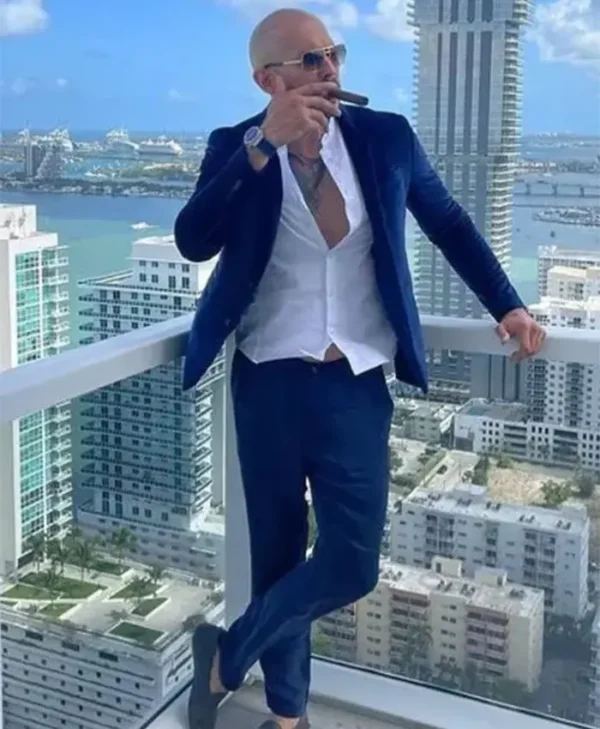 Andrew Tate Blue Velvet Suit