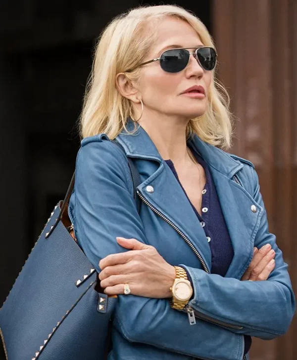 Animal Kingdom Ellen Barkin Blue Leather Jacket Front