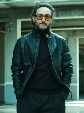 Billionaires' Bunker S01 Carlos Santos Black Leather Jacket Side
