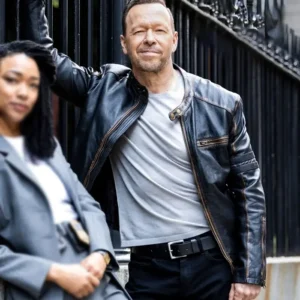 Boston Blue S01 Donnie Wahlberg Black Leather Jacket Back