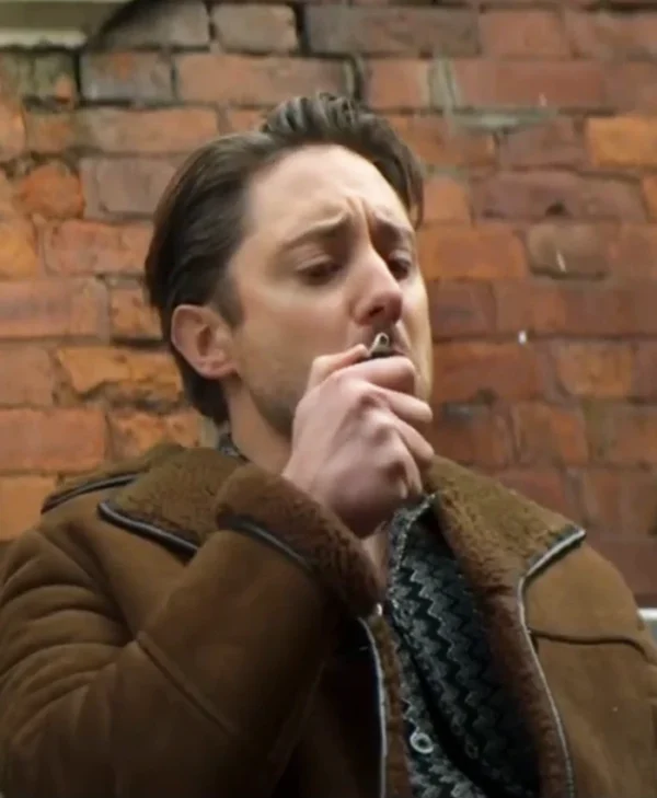 Brassic S07 Ryan Sampson Brown Shearling Suede Leather Coat