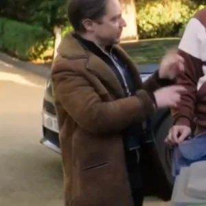 Brassic S07 Ryan Sampson Brown Shearling Coat Front