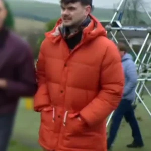 Brassic S07 Tom Hanson Puffer Hooded Jacket Front