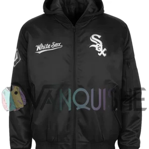Chicago White Sox Historic L-2B Black Hooded Jacket frontt