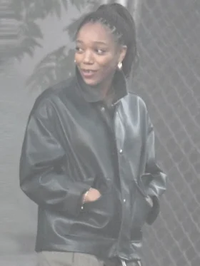 Clayface Naomi Ackie Black Leather Jacket Side