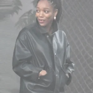 Clayface Naomi Ackie Black Leather Jacket Side