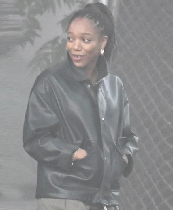Clayface Naomi Ackie Black Leather Jacket Side
