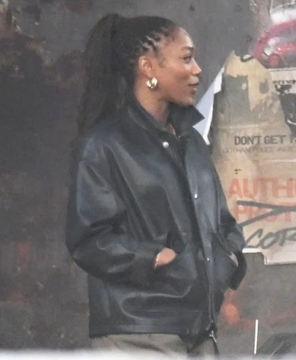 Clayface Naomi Ackie Black Leather Jacket Back
