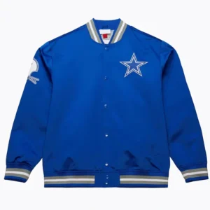 Dallas Cowboys Double Down Blue Satin Jacket Back