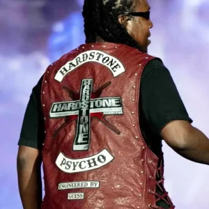 Don Toliver Hardstone Psycho Studded Vest Maroon