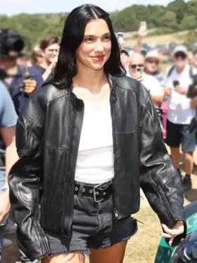 Dua Lipa Goodwood Festival Leather Jacket