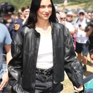 Dua Lipa Goodwood Festival Leather Jacket