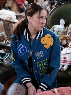 Electric Bloom Carmen B. Sanchez Blue Varsity Jacket