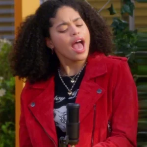 Electric Bloom Symera Jackson Red Suede Jacket Front