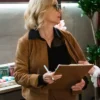 Elsbeth S03 Amy Sedaris Brown Suede Jacket Back