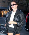 Hailey Bieber NYC 2025 Leather Jacket