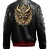 Halloween Gothic Devil Black Bomber Leather Jacket