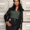 High Potential S02 Javicia Leslie Black Leather Blazer