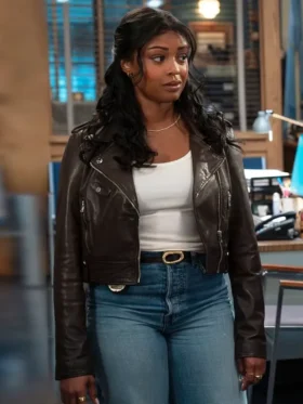 High Potential S02 Javicia Leslie Brown Leather Jacket