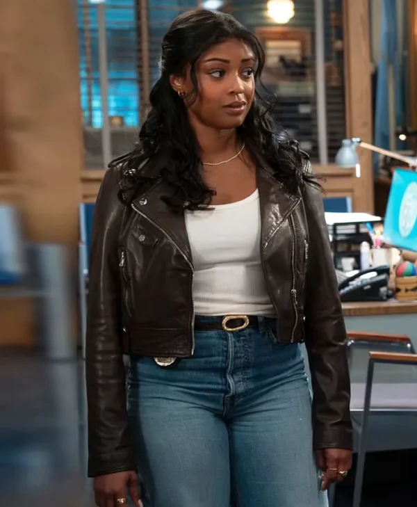 High Potential S02 Javicia Leslie Brown Leather Jacket