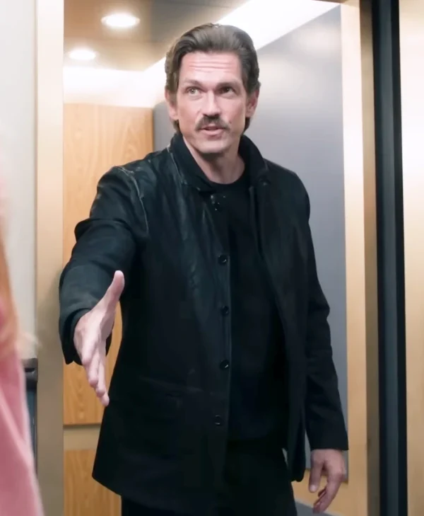 High Potential S02 Steve Howey Leather Jacket Side