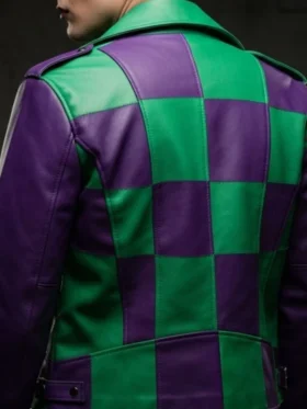 Joker Green and Purple Biker Leather Jacket